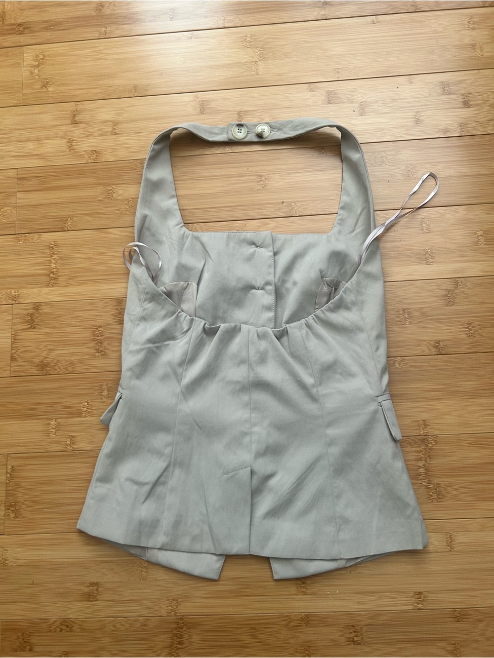 Classic Cream Halter Top with Button Neck